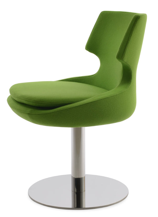 Soho Concept Patara Round Swivel Chair In Camira Blazer Wool - Durable, Stylish, 10-year Guarantee, Made In Turkiye Polished Steel,Pistachio  Soho-concept-dining-chair-05261