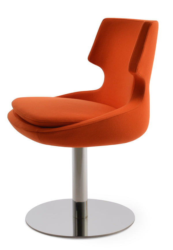 Soho Concept Patara Round Swivel Chair In Camira Blazer Wool - Durable, Stylish, 10-year Guarantee, Made In Turkiye Orange  Soho-concept-dining-chair-05257