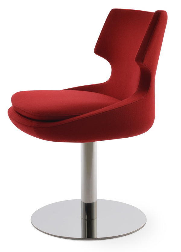 Soho Concept Patara Round Swivel Chair In Camira Blazer Wool - Durable, Stylish, 10-year Guarantee, Made In Turkiye Red  Soho-concept-dining-chair-05256