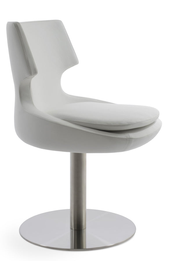 Soho Concept Patara Round Swivel Chair - Elegant Leatherette Dining Chair With Polished Steel Base, 2-year Warranty White  Soho-concept-dining-chair-05254