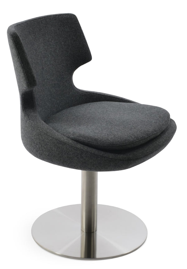 Soho Concept Patara Round Swivel Chair In Camira Blazer Wool - Durable, Stylish, 10-year Guarantee, Made In Turkiye Dark Grey  Soho-concept-dining-chair-05251