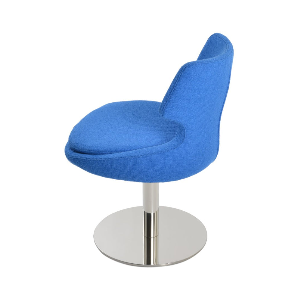 Soho Concept Patara Round Swivel Chair – Elegant Camira Boucle Fabric, Genuine Leather Option, 10-year Guarantee Chrome,Blue  Soho-concept-dining-chair-05239