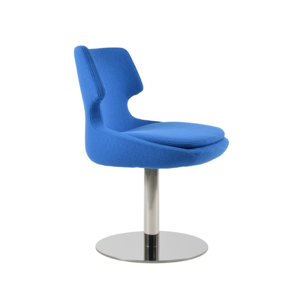Soho Concept Patara Round Swivel Chair – Elegant Camira Boucle Fabric, Genuine Leather Option, 10-year Guarantee Chrome,Blue  Soho-concept-dining-chair-05239