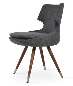Soho Concept Patara Star Chair - Stylish Dining Chair In Camira Blazer Wool With 10-year Guarantee & Swivel Design Walnut,Dark Grey  Soho-concept-dining-chair-05354