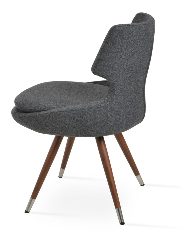 Soho Concept Patara Star Chair - Stylish Dining Chair In Camira Blazer Wool With 10-year Guarantee & Swivel Design Walnut,Dark Grey  Soho-concept-dining-chair-05354