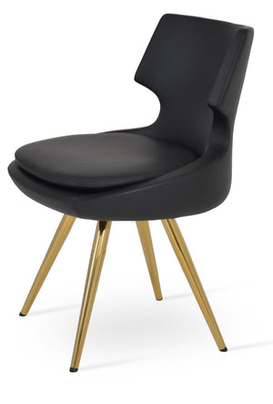 Soho Concept Patara Star Chair - Stylish Leatherette Dining Chair With Memory Swivel & 2-year Guarantee, Black Gold,Brass,Black  Soho-concept-dining-chair-05331