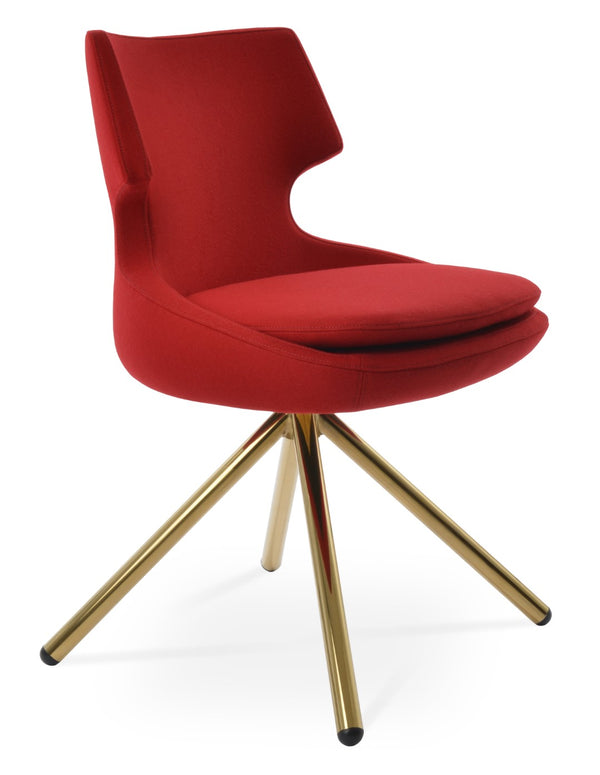 Soho Concept Patara Stick Swivel Dining Chair - Premium Camira Wool, 10-year Guarantee, Stylish & Durable Design Gold,Red  Soho-concept-dining-chair-05397