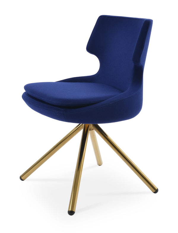 Soho Concept Patara Stick Swivel Dining Chair - Premium Camira Wool, 10-year Guarantee, Stylish & Durable Design Gold,Blue  Soho-concept-dining-chair-05372