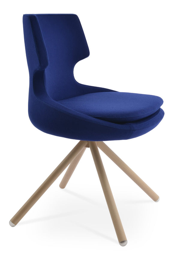 Soho Concept Patara Stick Swivel Dining Chair - Premium Camira Wool, 10-year Guarantee, Stylish & Durable Design Natural,Blue  Soho-concept-dining-chair-05377