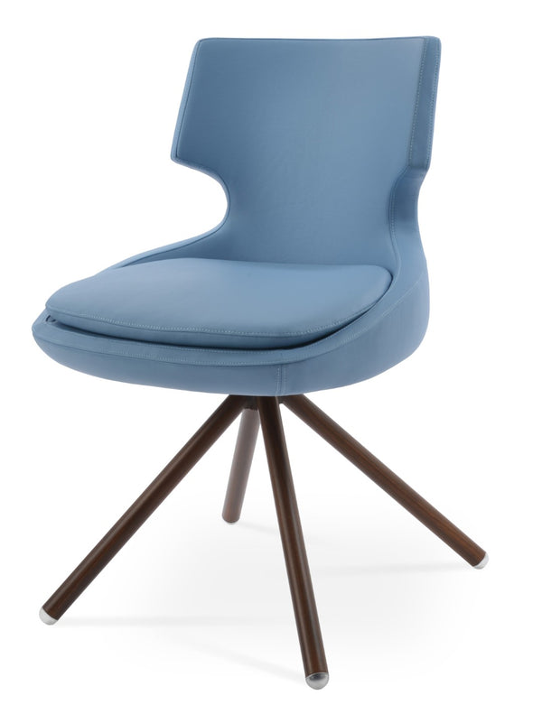 Soho Concept Patara Stick Swivel Dining Chair - Stylish Leatherette Upholstery, Versatile Finishes & 2-year Warranty Walnut,Blue  Soho-concept-dining-chair-05380