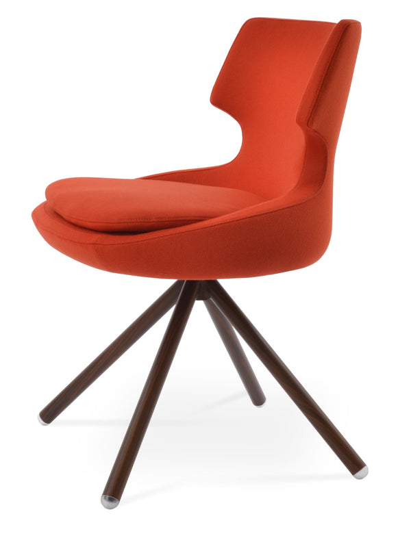Soho Concept Patara Stick Swivel Dining Chair - Premium Camira Wool, 10-year Guarantee, Stylish & Durable Design Walnut,Orange  Soho-concept-dining-chair-05389