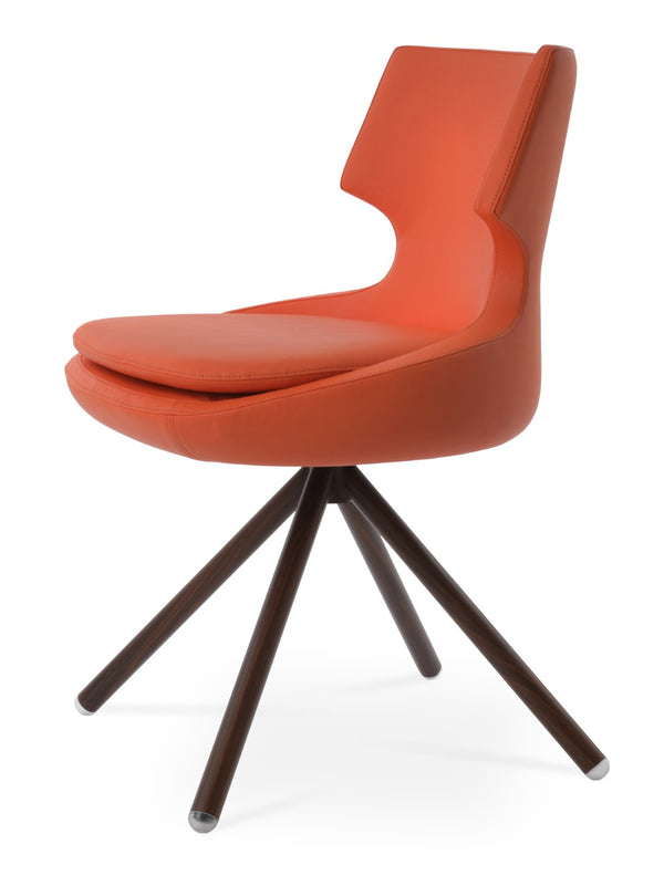Soho Concept Patara Stick Swivel Dining Chair - Stylish Leatherette Upholstery, Versatile Finishes & 2-year Warranty Walnut,Orange  Soho-concept-dining-chair-05391