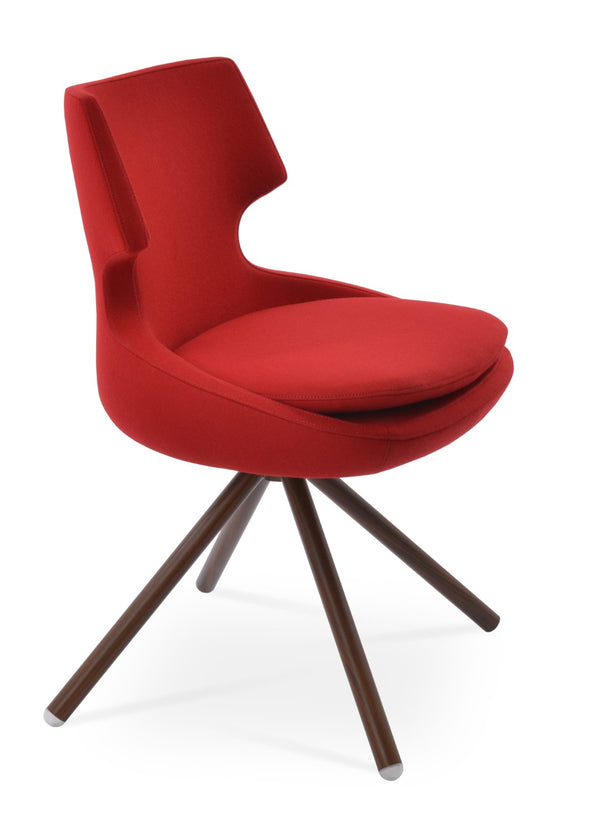 Soho Concept Patara Stick Swivel Dining Chair With Custom Finishes, Durable Camira Fabric & 10-year Guarantee Walnut,Red  Soho-concept-dining-chair-05387