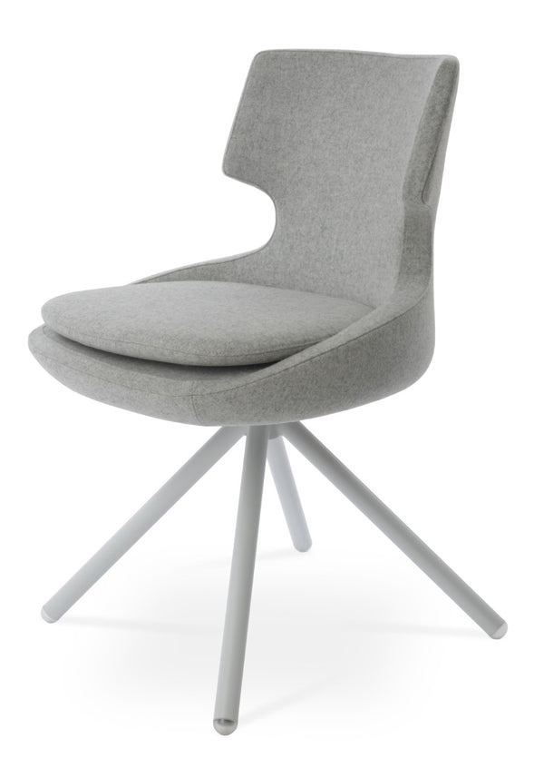 Soho Concept Patara Stick Swivel Dining Chair - Premium Camira Wool, 10-year Guarantee, Stylish & Durable Design White,Silver  Soho-concept-dining-chair-05395