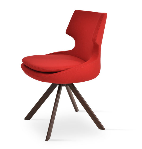 Soho Concept Patara Sword Dining Swivel Chair - Premium Camira Wool, 10-year Guarantee, Stylish Comfort & Durability Walnut,Red  Soho-concept-dining-chair-05436