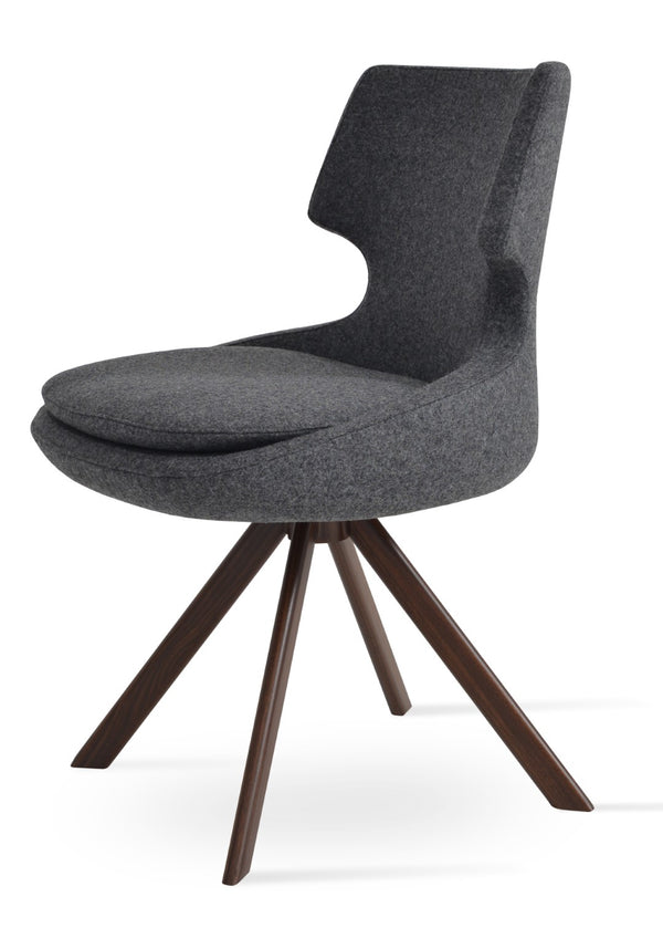 Soho Concept Patara Sword Dining Swivel Chair In Camira Era Fabric – Elegant, Durable, 10-year Warranty, 300 Lb Cap. Walnut,Red  Soho-concept-dining-chair-05432