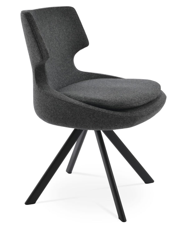 Soho Concept Patara Sword Dining Swivel Chair In Camira Era Fabric – Elegant, Durable, 10-year Warranty, 300 Lb Cap. Black,Dark Grey  Soho-concept-dining-chair-05409