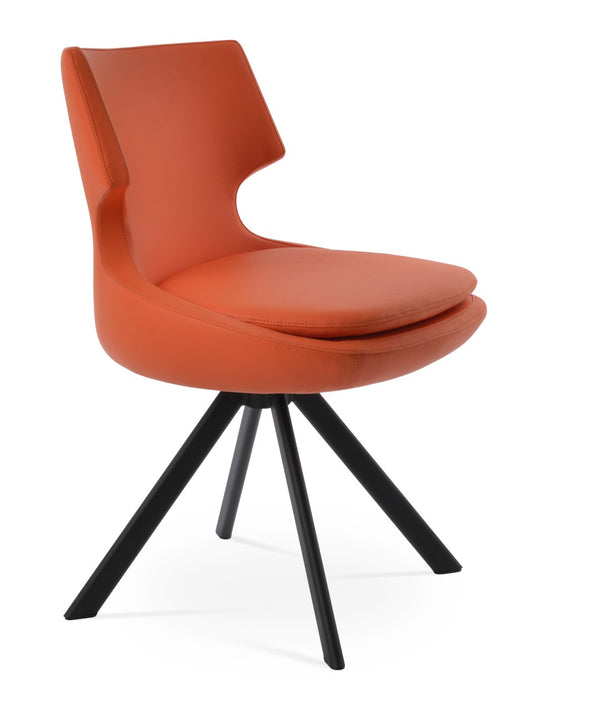 Soho Concept Patara Swivel Dining Chair - Stylish Leatherette With Memory Feature, 2-year Guarantee, Walnut Finish Black,Orange  Soho-concept-dining-chair-05410