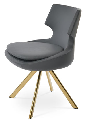 Soho Concept Patara Swivel Dining Chair - Stylish Leatherette With Memory Feature, 2-year Guarantee, Walnut Finish Gold,Grey  Soho-concept-dining-chair-05420