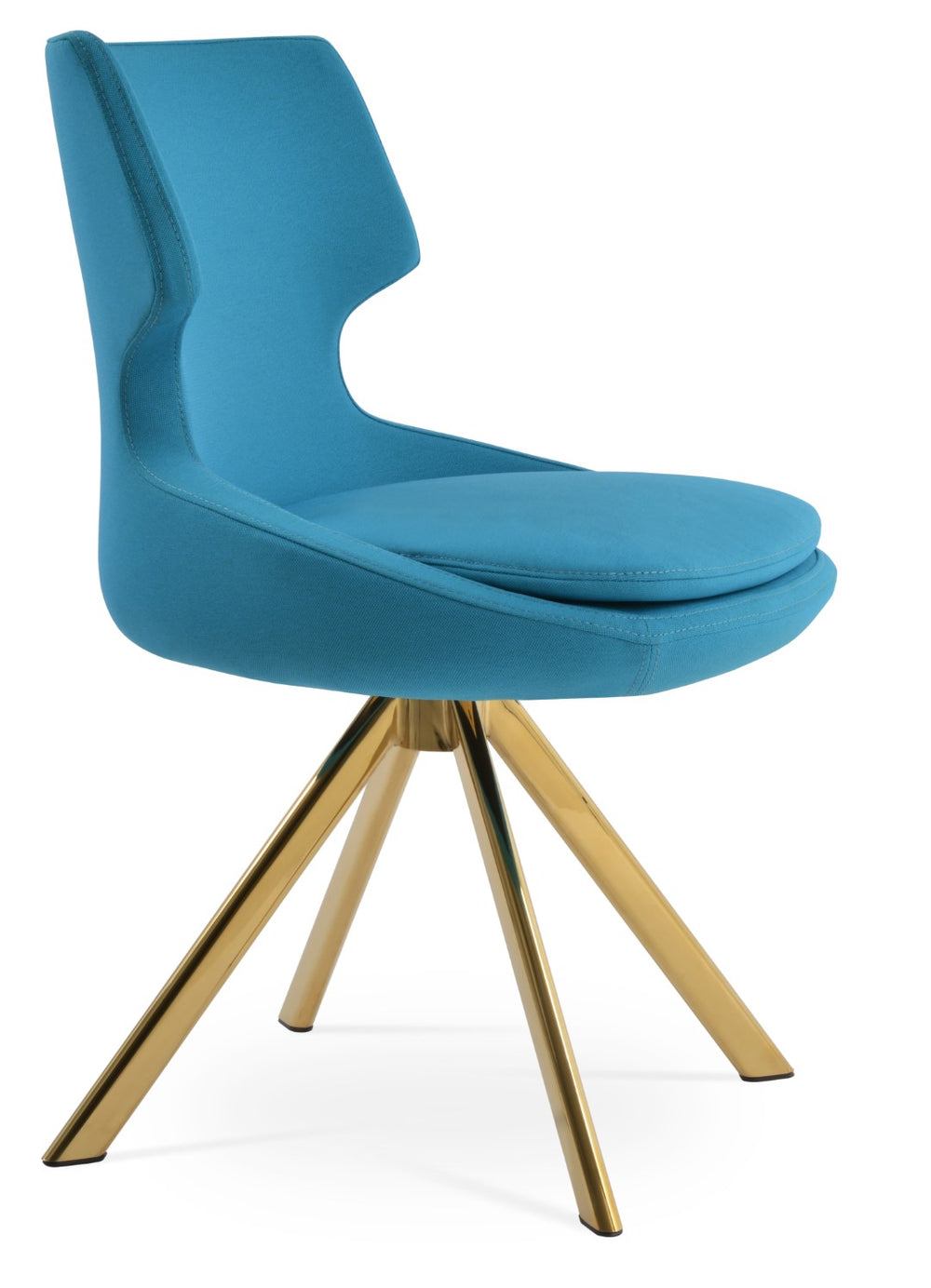 Soho Concept Patara Sword Dining Swivel Chair In Camira Era Fabric – Elegant, Durable, 10-year Warranty, 300 Lb Cap. Gold,Turquoise  Soho-concept-dining-chair-05416