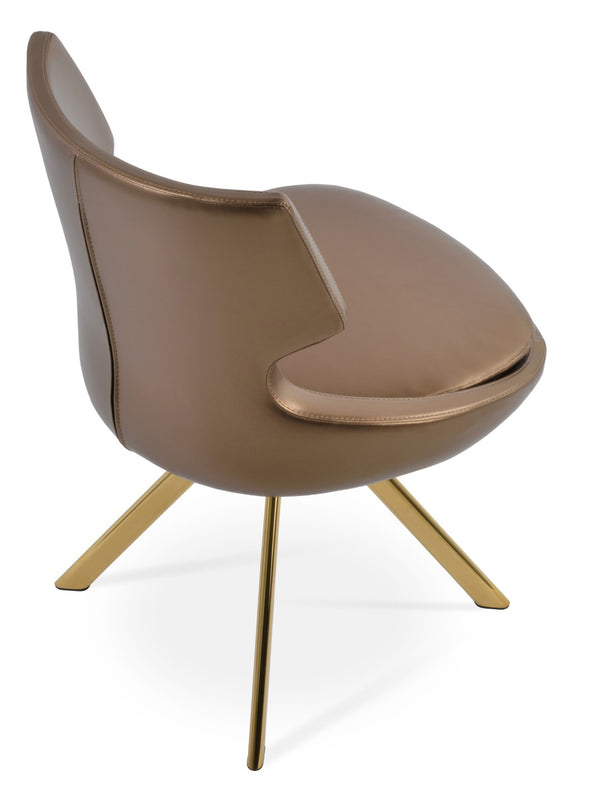 Soho Concept Patara Swivel Dining Chair - Stylish Leatherette With Memory Feature, 2-year Guarantee, Walnut Finish Gold  Soho-concept-dining-chair-05417