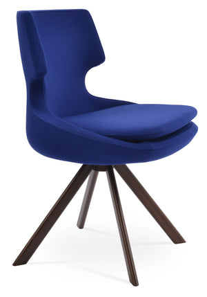 Soho Concept Patara Sword Dining Swivel Chair - Premium Camira Wool, 10-year Guarantee, Stylish Comfort & Durability Walnut,Blue  Soho-concept-dining-chair-05425