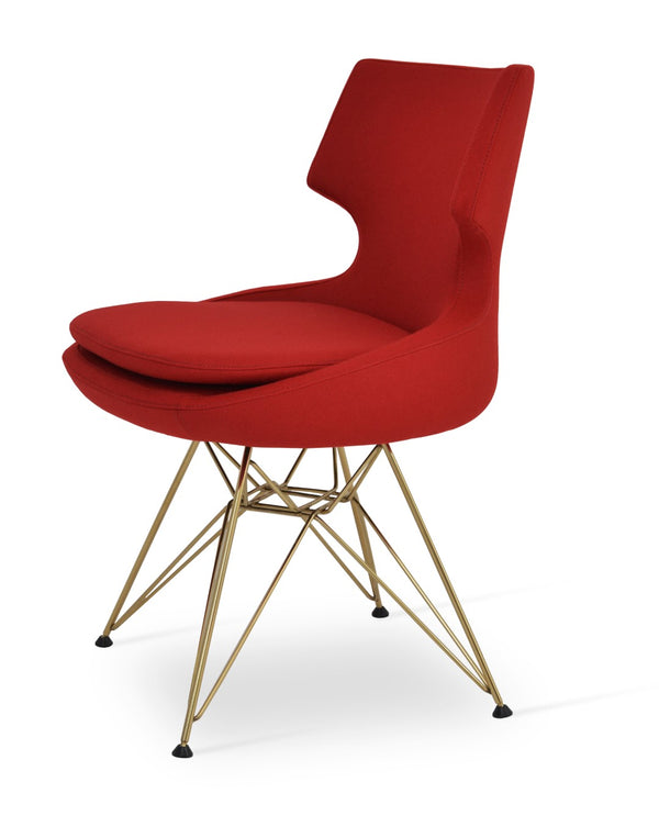 Soho Concept Patara Tower Dining Chair - Premium Camira Wool Fabric, Stylish Chrome Base, 10-year Guarantee! Gold,Red  Soho-concept-dining-chair-05442