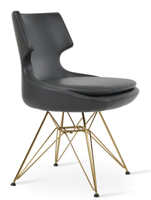 Soho Concept Patara Tower Dining Chair - Stylish Leatherette Upholstery, Chrome & Gold Finishes, 2-year Guarantee! Gold,Brass,Grey  Soho-concept-dining-chair-05440