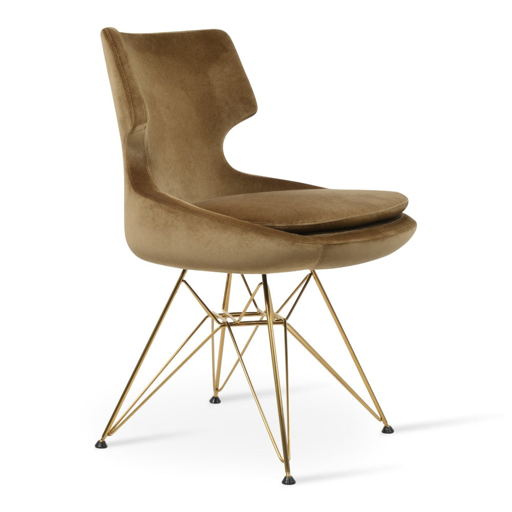 Soho Concept Patara Tower Dining Chair - Stylish Boucle, Velvet & Nubuck Options With 10-year Guarantee, Turkiye Crafted Gold,White  Soho-concept-dining-chair-05439