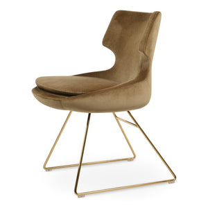 Soho Concept Patara Wire Dining Chair - Premium Velvet & Nubuck Upholstery, 10-year Guarantee, Stylish Design Gold  Soho-concept-dining-chair-05446