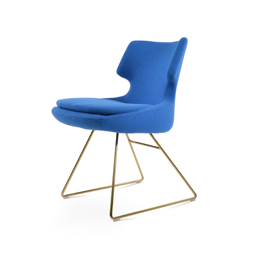 Soho Concept Patara Wire Dining Chair - Elegant Camira Boucle Fabric & Genuine Leather With 10-year Guarantee Black,Blue  Soho-concept-dining-chair-05444