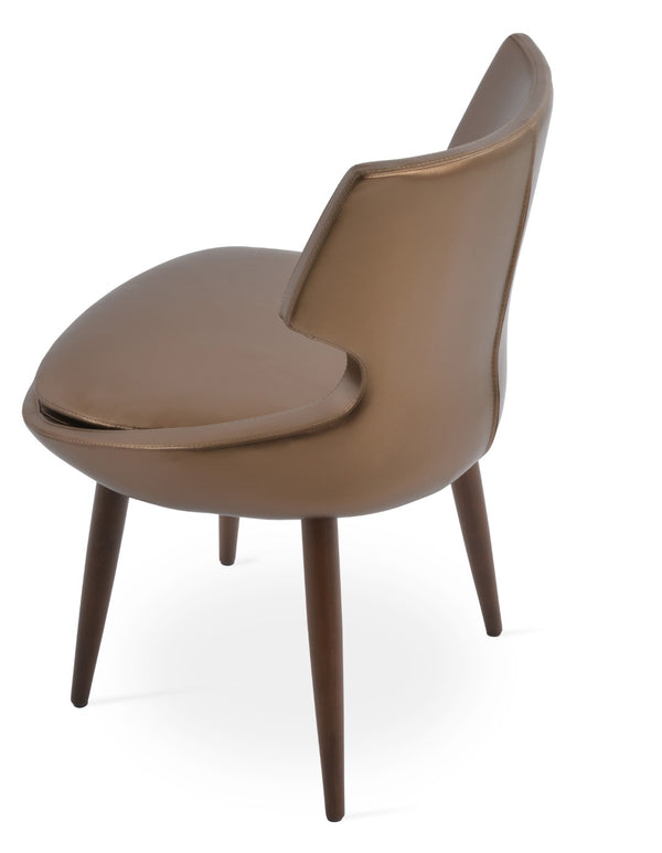 Soho Concept Patara Wood Dining Chair - Elegant Walnut Finish With Gold Accent, Soft Leatherette, 2-year Guarantee Walnut,Gold  Soho-concept-dining-chair-05473