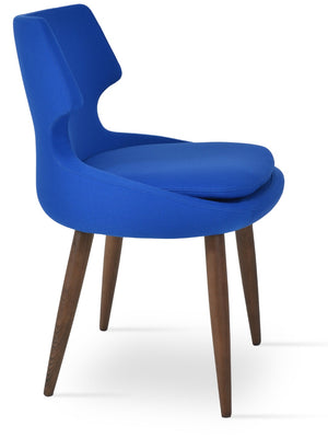 Soho Concept Patara Wood Dining Chair In Oslo Fabric - Elegant Walnut Finish, 10-year Comfort Guarantee & Style Walnut,Blue  Soho-concept-dining-chair-05474
