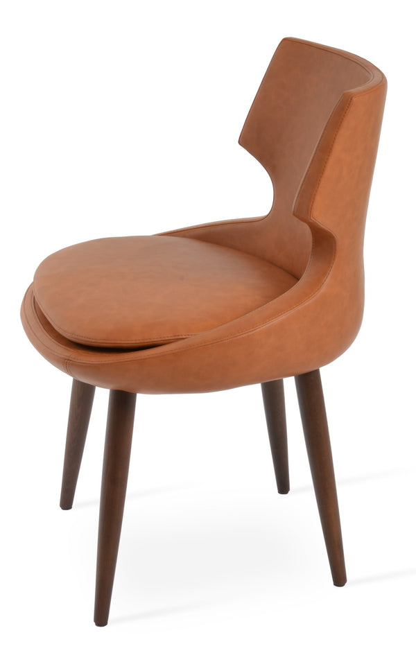Soho Concept Patara Wood Dining Chair - Elegant Walnut Finish With Gold Accent, Soft Leatherette, 2-year Guarantee Walnut  Soho-concept-dining-chair-05460