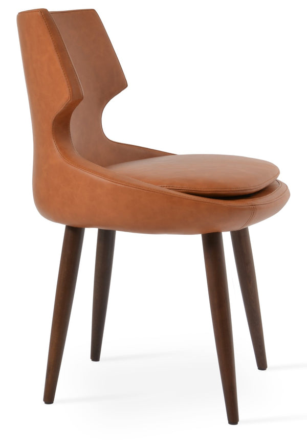 Soho Concept Patara Wood Dining Chair - Elegant Walnut Finish With Gold Accent, Soft Leatherette, 2-year Guarantee Walnut  Soho-concept-dining-chair-05460