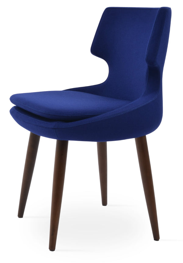 Soho Concept Patara Wood Dining Chair In Camira Blazer Wool – Stylish & Durable With 10-year Guarantee, Walnut Finish Walnut,Blue  Soho-concept-dining-chair-05459