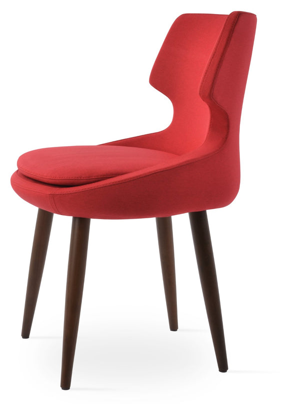 Soho Concept Patara Wood Dining Chair - Elegant Camira Era Fabric, Durable Beech Base, 10-year Warranty, Walnut Finish Walnut,Red  Soho-concept-dining-chair-05466