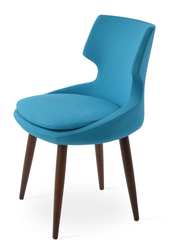Soho Concept Patara Wood Dining Chair - Elegant Camira Era Fabric, Durable Beech Base, 10-year Warranty, Walnut Finish Walnut,Turquoise  Soho-concept-dining-chair-05465