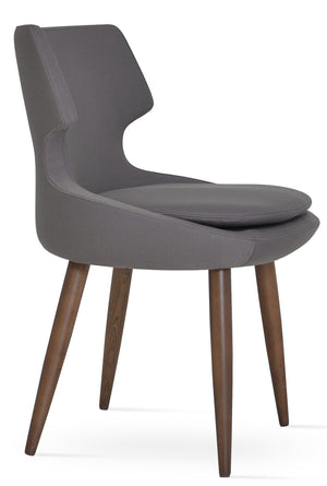 Soho Concept Patara Wood Dining Chair - Elegant Camira Era Fabric, Durable Beech Base, 10-year Warranty, Walnut Finish Walnut,Grey  Soho-concept-dining-chair-05467