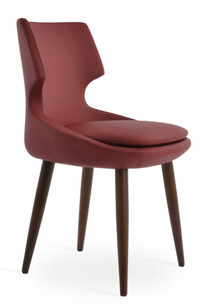 Soho Concept Patara Wood Dining Chair - Elegant Walnut Finish With Gold Accent, Soft Leatherette, 2-year Guarantee Walnut,Red  Soho-concept-dining-chair-05469