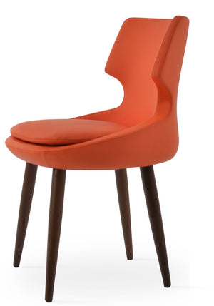 Soho Concept Patara Wood Dining Chair - Stylish Walnut Finish, Durable Upholstery, 5-year Guarantee, Made In Turkiye Walnut,Orange  Soho-concept-dining-chair-05470