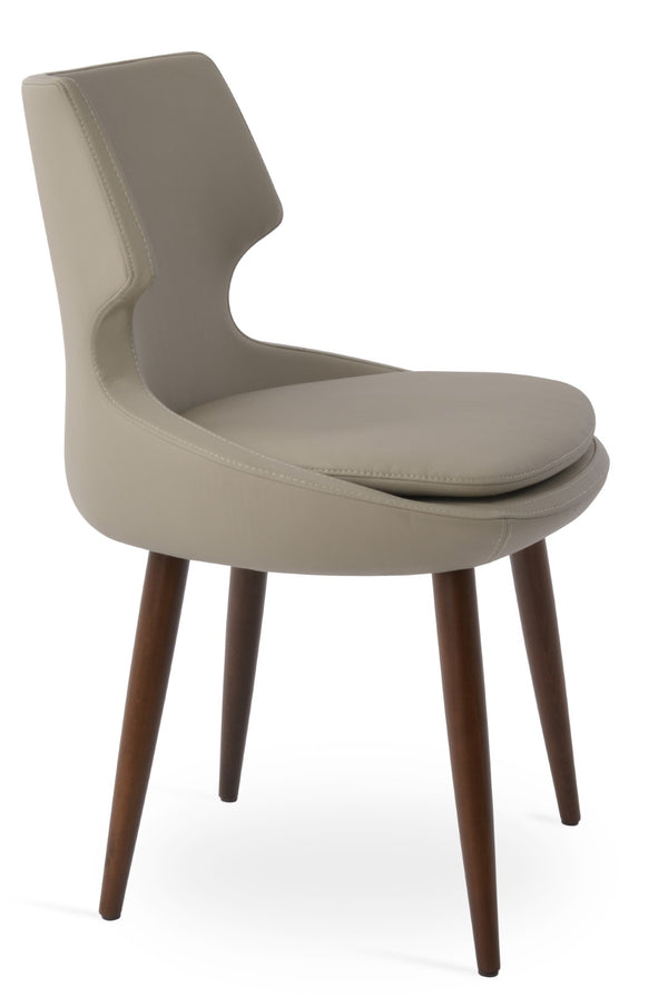 Soho Concept Patara Wood Dining Chair - Elegant Walnut Finish With Gold Accent, Soft Leatherette, 2-year Guarantee Walnut  Soho-concept-dining-chair-05472