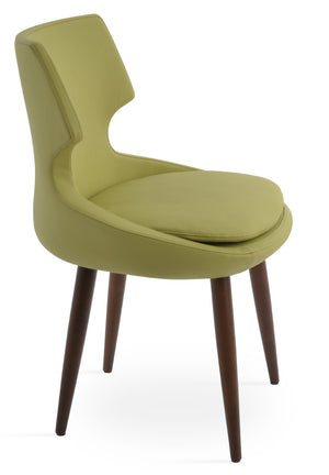 Soho Concept Patara Wood Dining Chair - Elegant Walnut Finish With Gold Accent, Soft Leatherette, 2-year Guarantee Walnut,Green  Soho-concept-dining-chair-05463