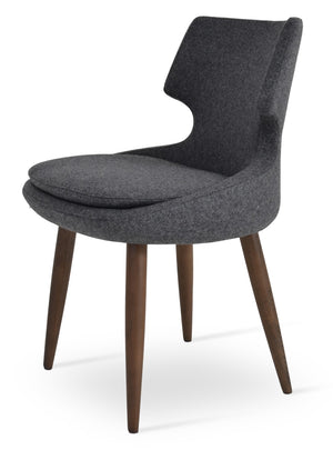 Soho Concept Patara Wood Dining Chair - Elegant Camira Era Fabric, Durable Beech Base, 10-year Warranty, Walnut Finish Walnut,Dark Grey  Soho-concept-dining-chair-05464