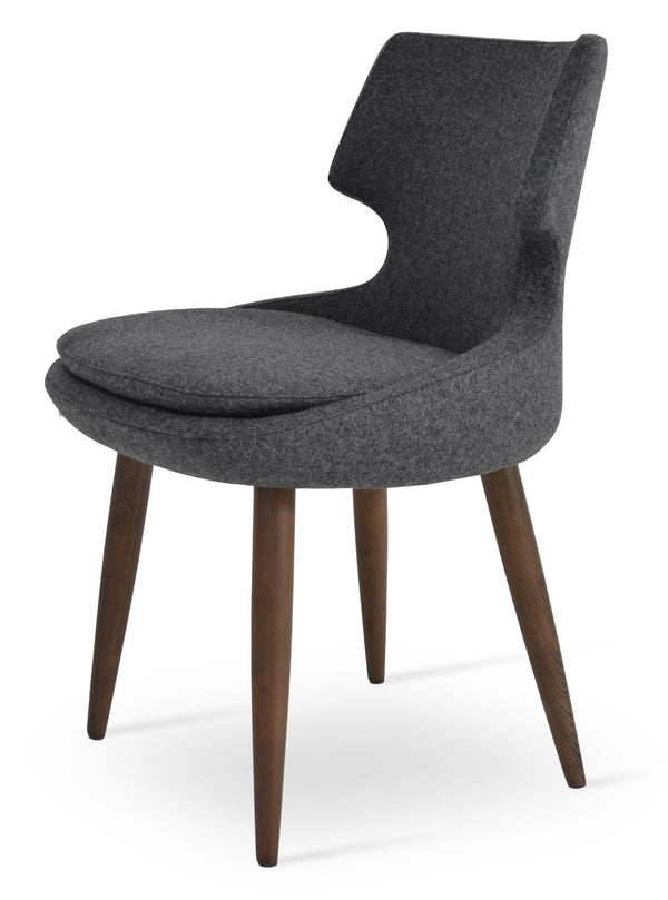 Soho Concept Patara Wood Dining Chair - Elegant Camira Era Fabric, Durable Beech Base, 10-year Warranty, Walnut Finish Walnut,Dark Grey  Soho-concept-dining-chair-05464
