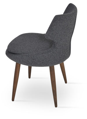 Soho Concept Patara Wood Dining Chair - Elegant Camira Era Fabric, Durable Beech Base, 10-year Warranty, Walnut Finish Walnut,Dark Grey  Soho-concept-dining-chair-05464