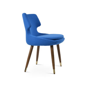 Soho Concept Patara Wood Dining Chair - Elegant Walnut Finish With Camira Boucle & Leather, 10-year Guarantee! Walnut,Gold,Blue  Soho-concept-dining-chair-05454