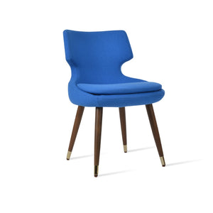 Soho Concept Patara Wood Dining Chair - Elegant Walnut Finish With Camira Boucle & Leather, 10-year Guarantee! Gold,Blue  Soho-concept-dining-chair-05456