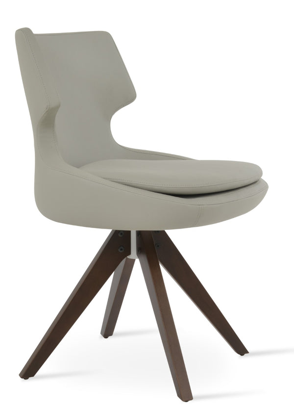 Soho Concept Patara Pyramid Swivel Dining Chair - Stylish Leatherette, Solid Wood Base, 2-year Guarantee, 350 Lbs Capacity Walnut,Light Grey  Soho-concept-dining-chair-05012