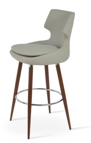 Soho Concept Patara Ana Barstools & Counterstools - Stylish Leatherette, Metal Base, 2-year Guarantee, Turkish Design Walnut,Light Grey  Soho-concept-dining-chair-09135